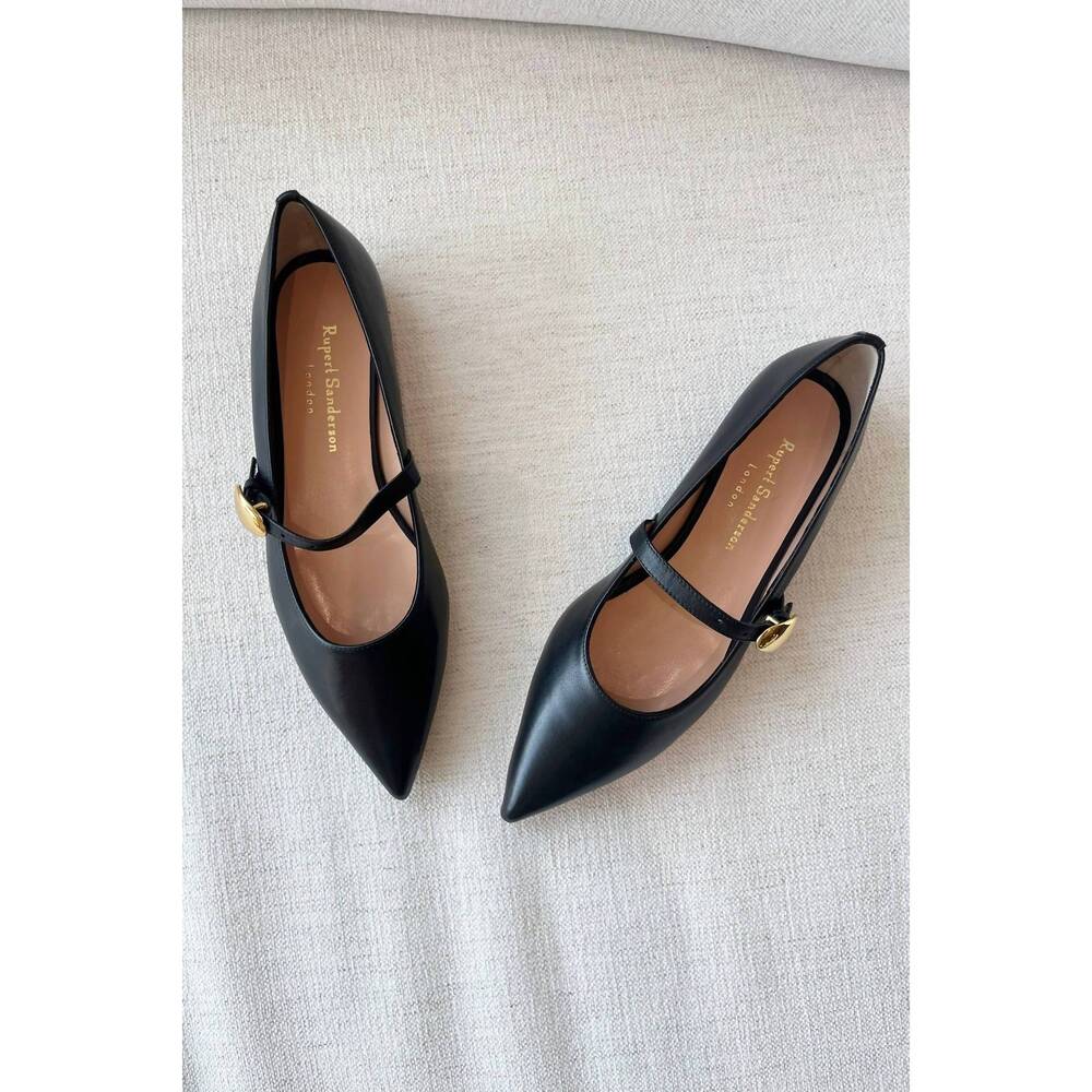 NEW RUPERT SANDERSON women's innis pointed toe flats in black - Picture 7 of 7